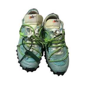 Nice Nike Waffle Racer x OFF-WHITE Black Electrc Green Vivid Sky Women's Shoes S
